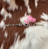 Sterling Silver Leopard Print Pink Fluorite Black Onyx White Topaz Bracelet