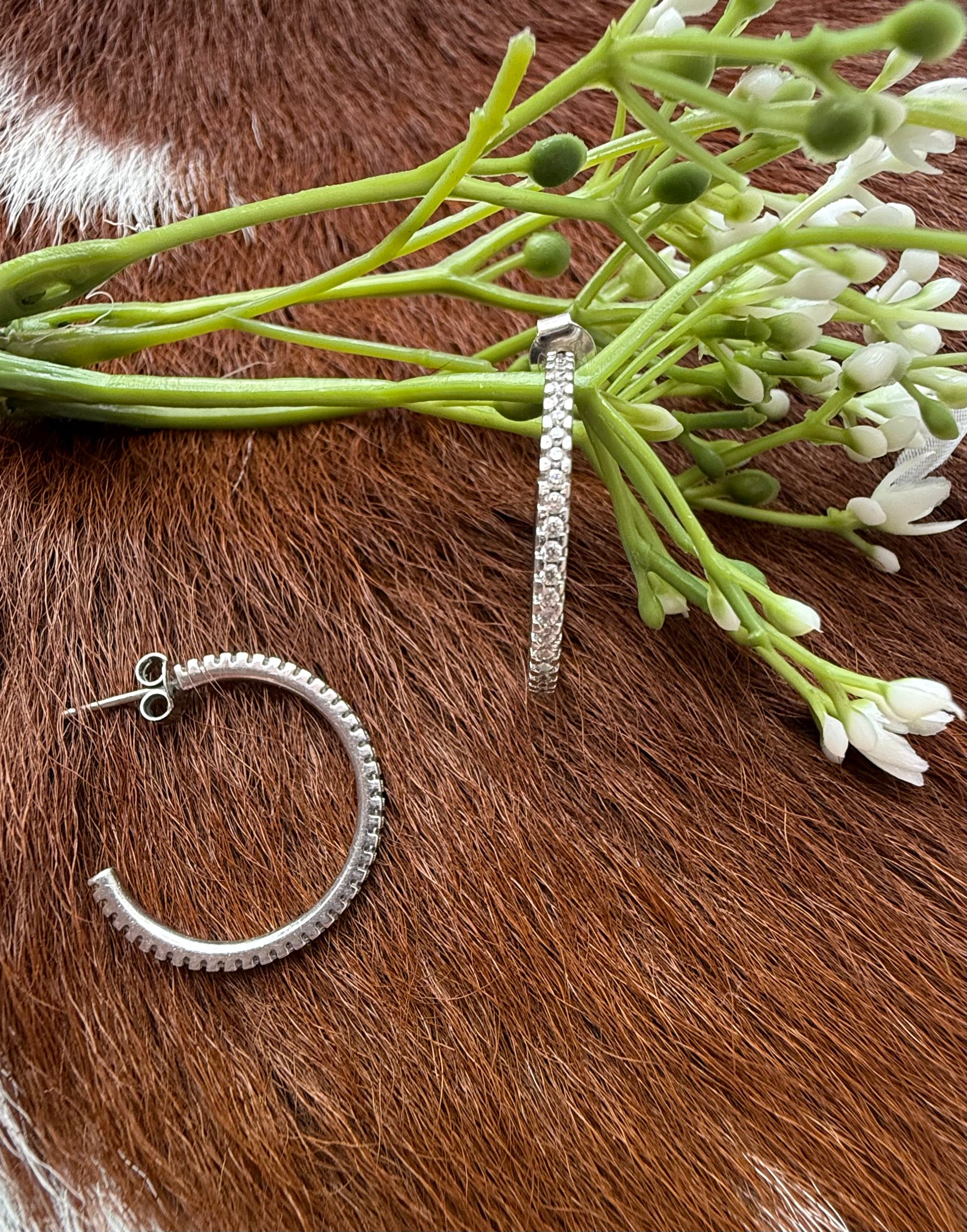 Sterling Silver Flawless Cz. Hoop Earring