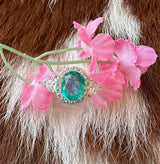 Paraiba Colored CZ Silver Ring