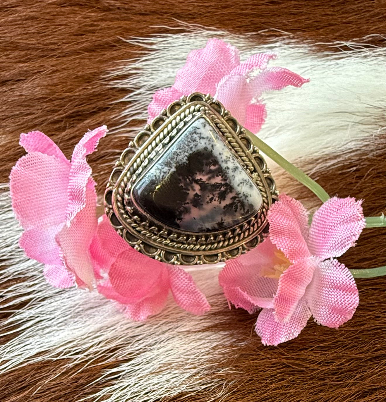 Dendrite Opal Sterling Silver Ring