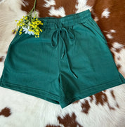 Dark Green Drawstring Shorts W/Pockets