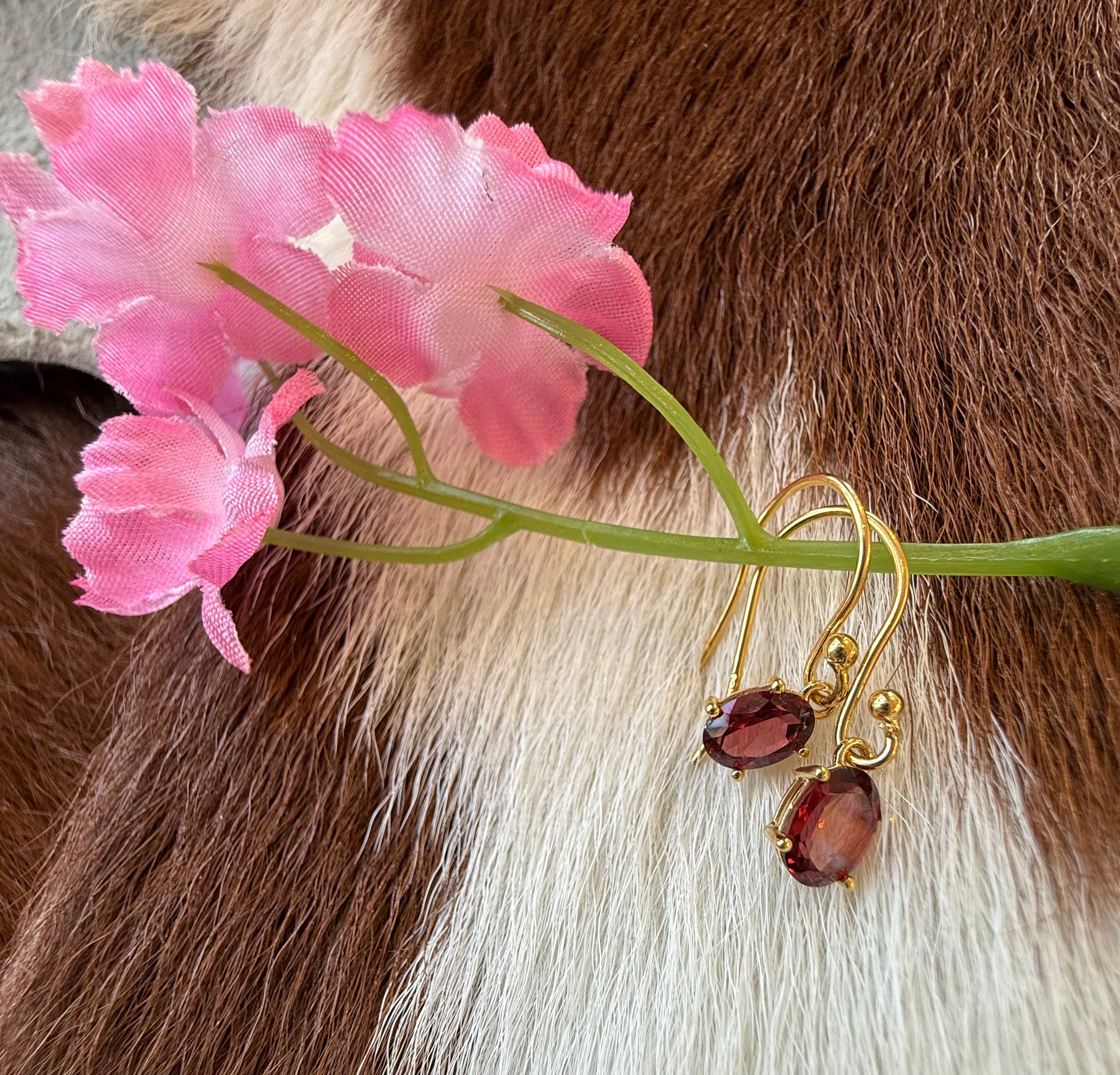 Gemstone Dangle 18k Gold Plated Over Sterling Silver Earrings