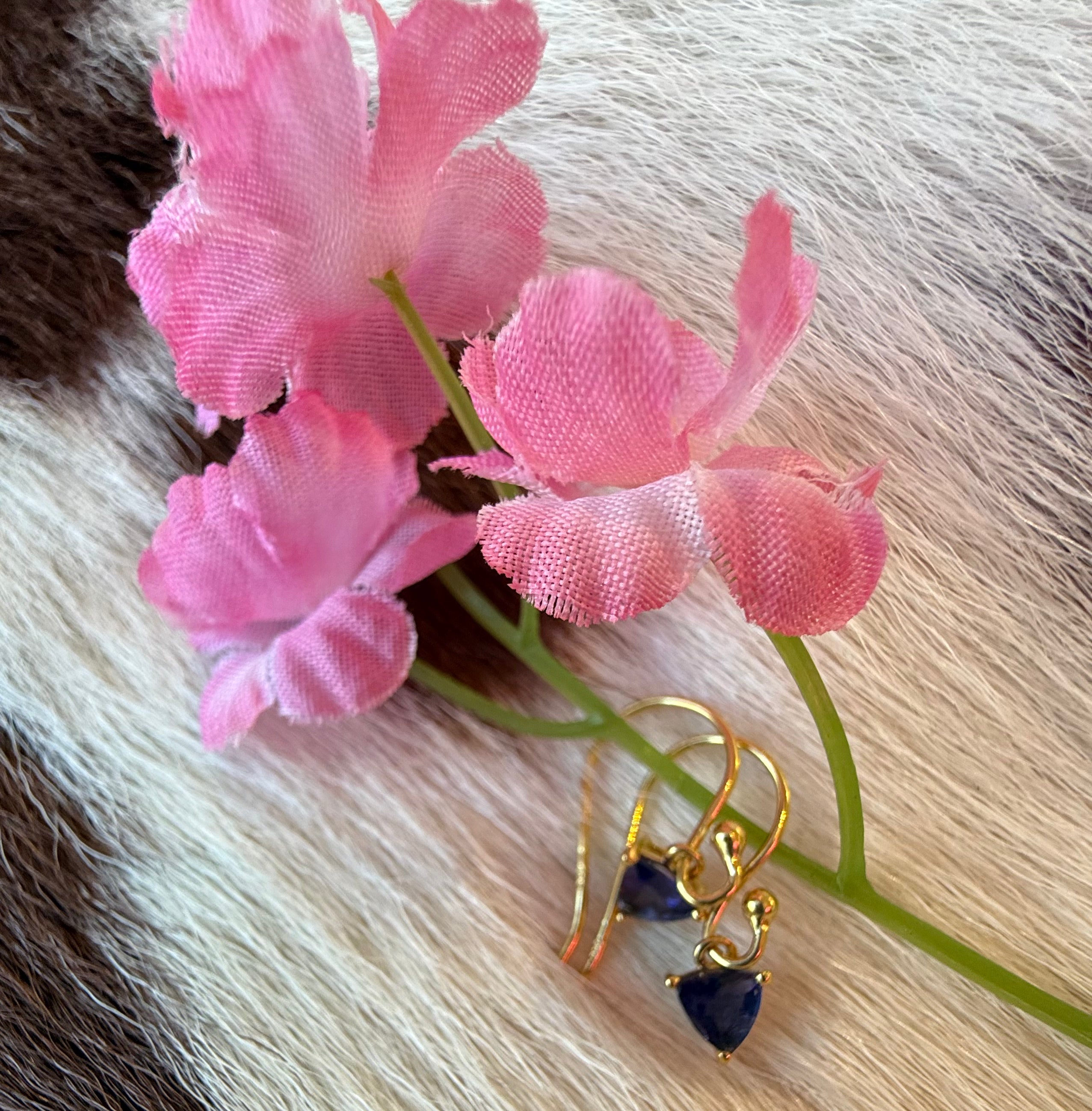 Gemstone Dangle 18k Gold Plated Over Sterling Silver Earrings