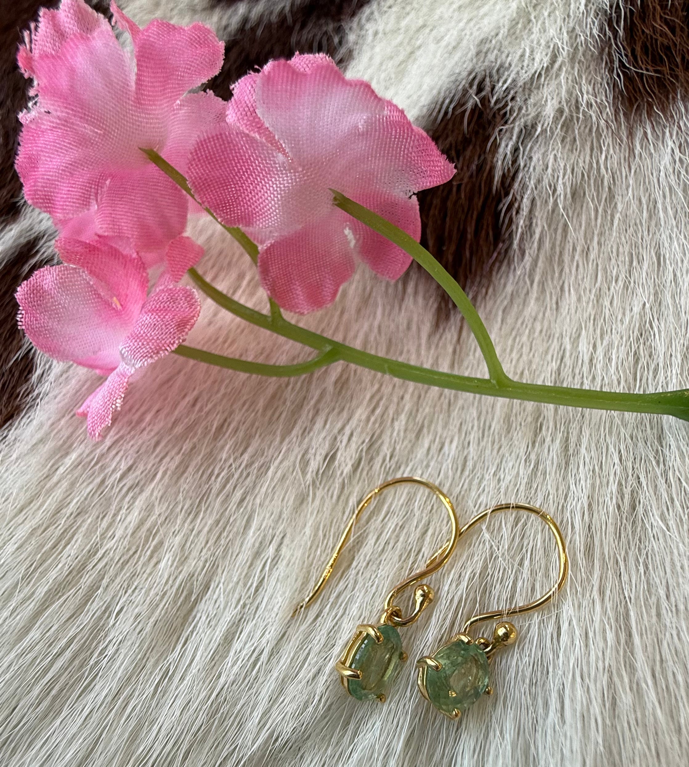 Gemstone Dangle 18k Gold Plated Over Sterling Silver Earrings