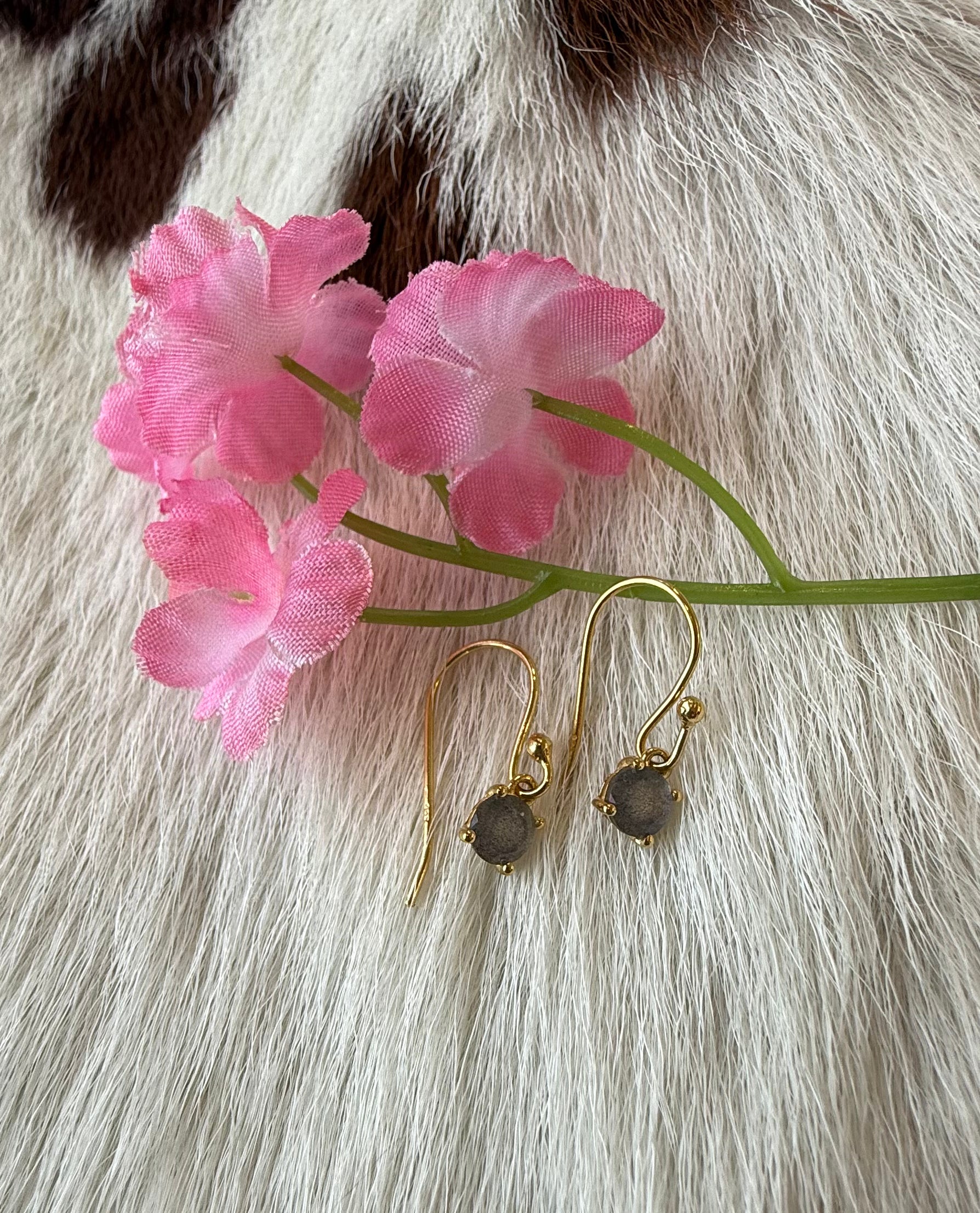 Gemstone Dangle 18k Gold Plated Over Sterling Silver Earrings