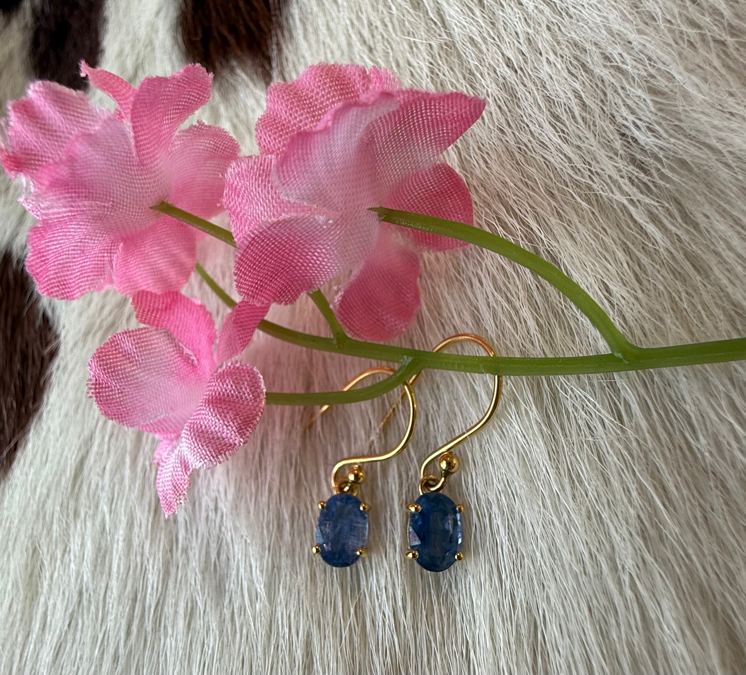 Gemstone Dangle 18k Gold Plated Over Sterling Silver Earrings