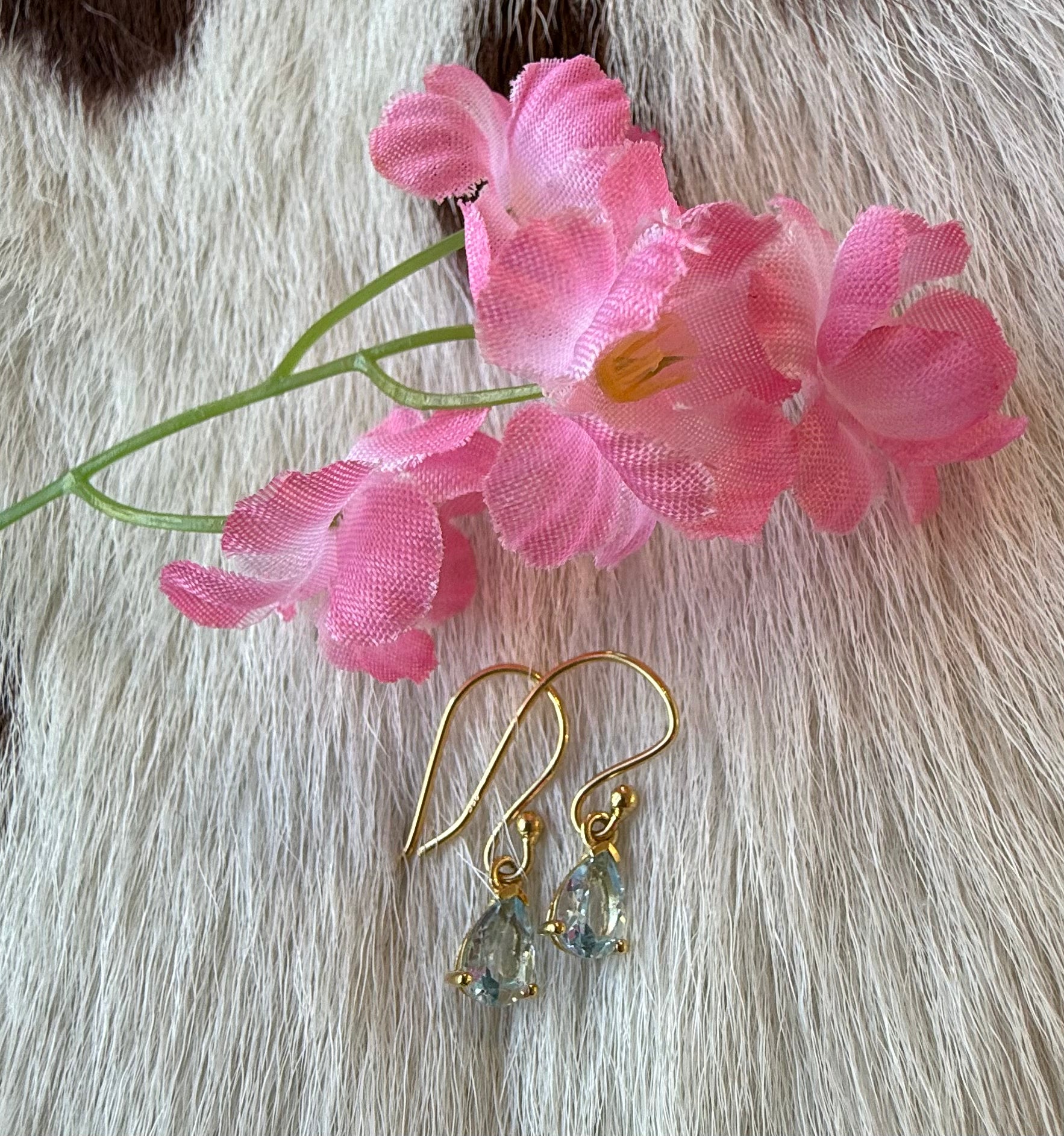 Gemstone Dangle 18k Gold Plated Over Sterling Silver Earrings