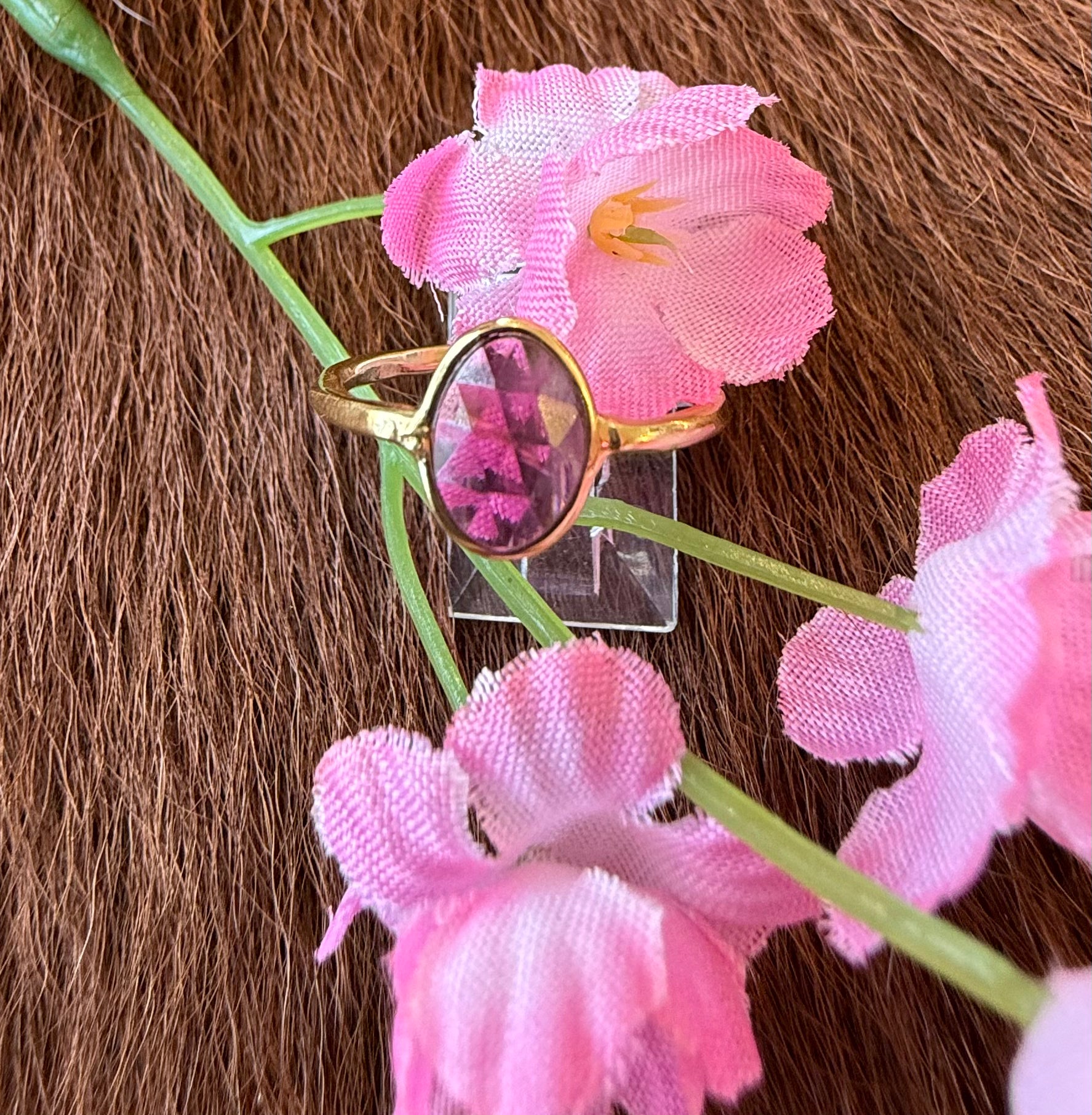 Gemstone 18K Gold  Over Sterling SIlver Ring