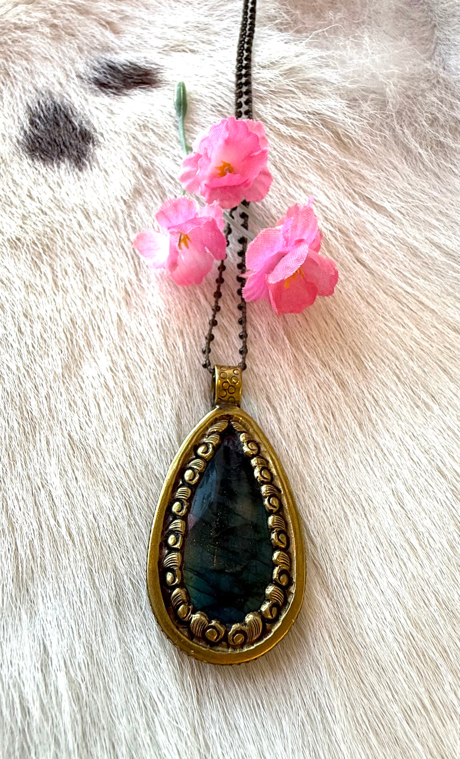 Double Sided Labradorite Pendant Necklace