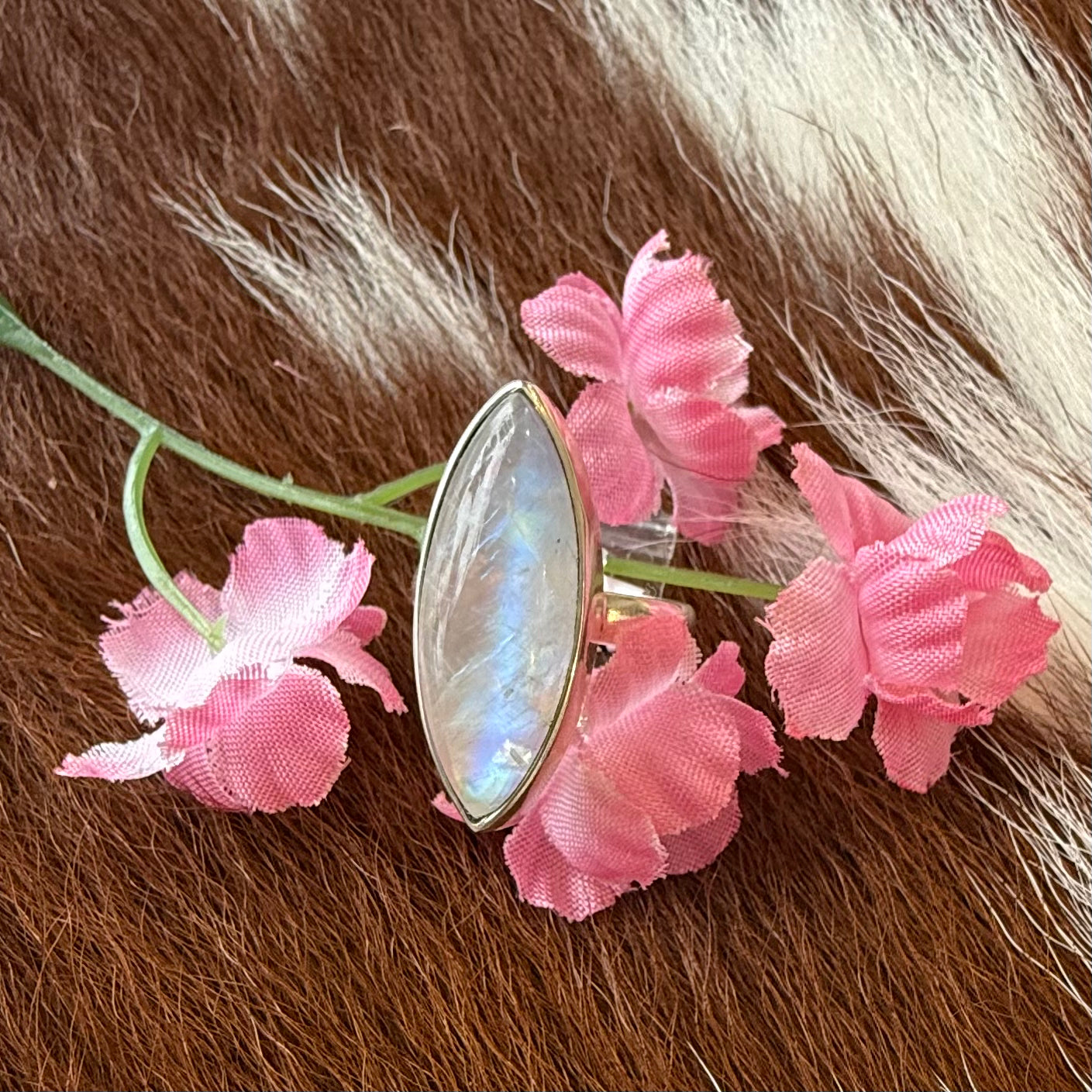 Sterling Silver Rainbow Moonstone Ring