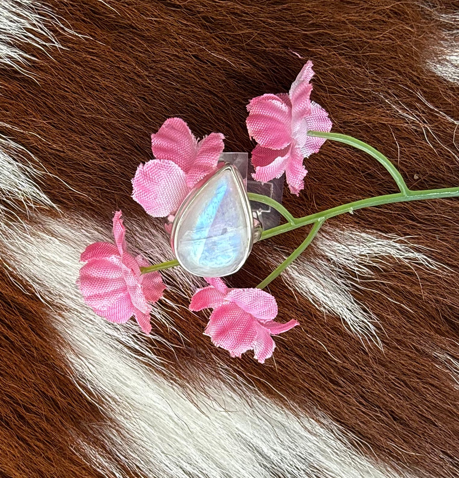 Sterling Silver and Rainbow Moonstone Ring