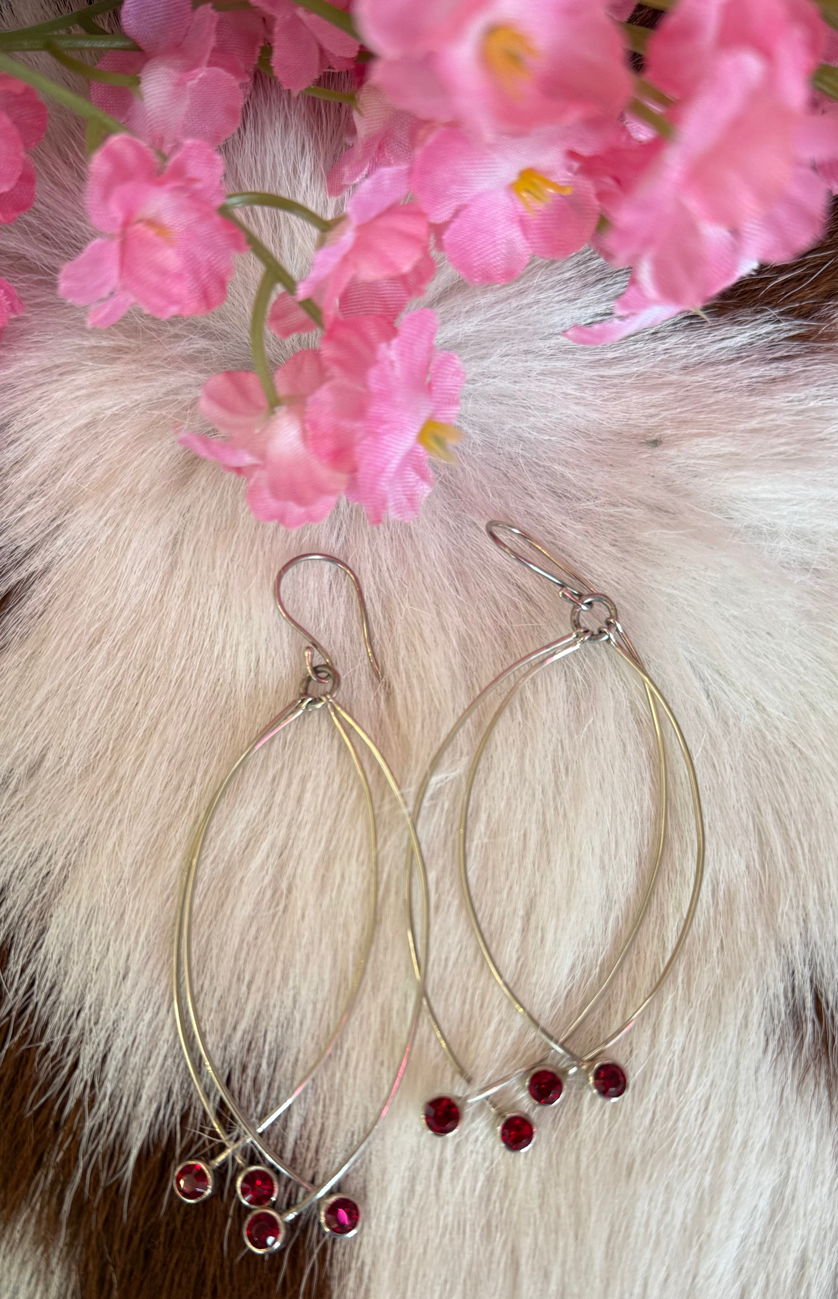 Garnet Silver Earrings