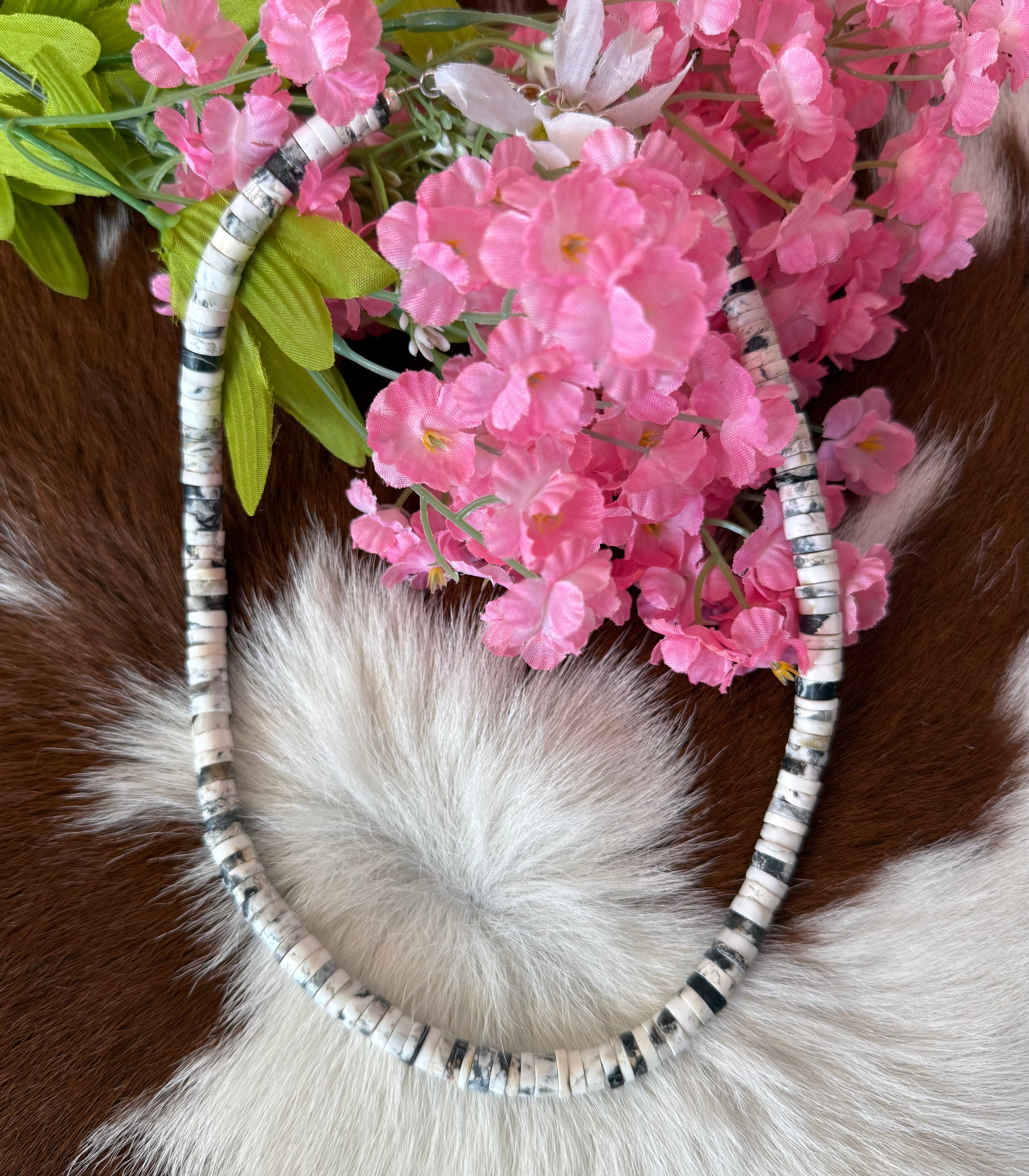 Coin Bead White Buffalo Mountain Turquoise Necklace