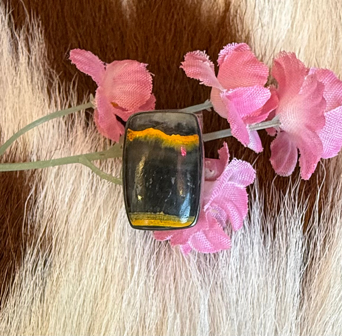 Sterling Silver Bumble Bee Jasper Ring