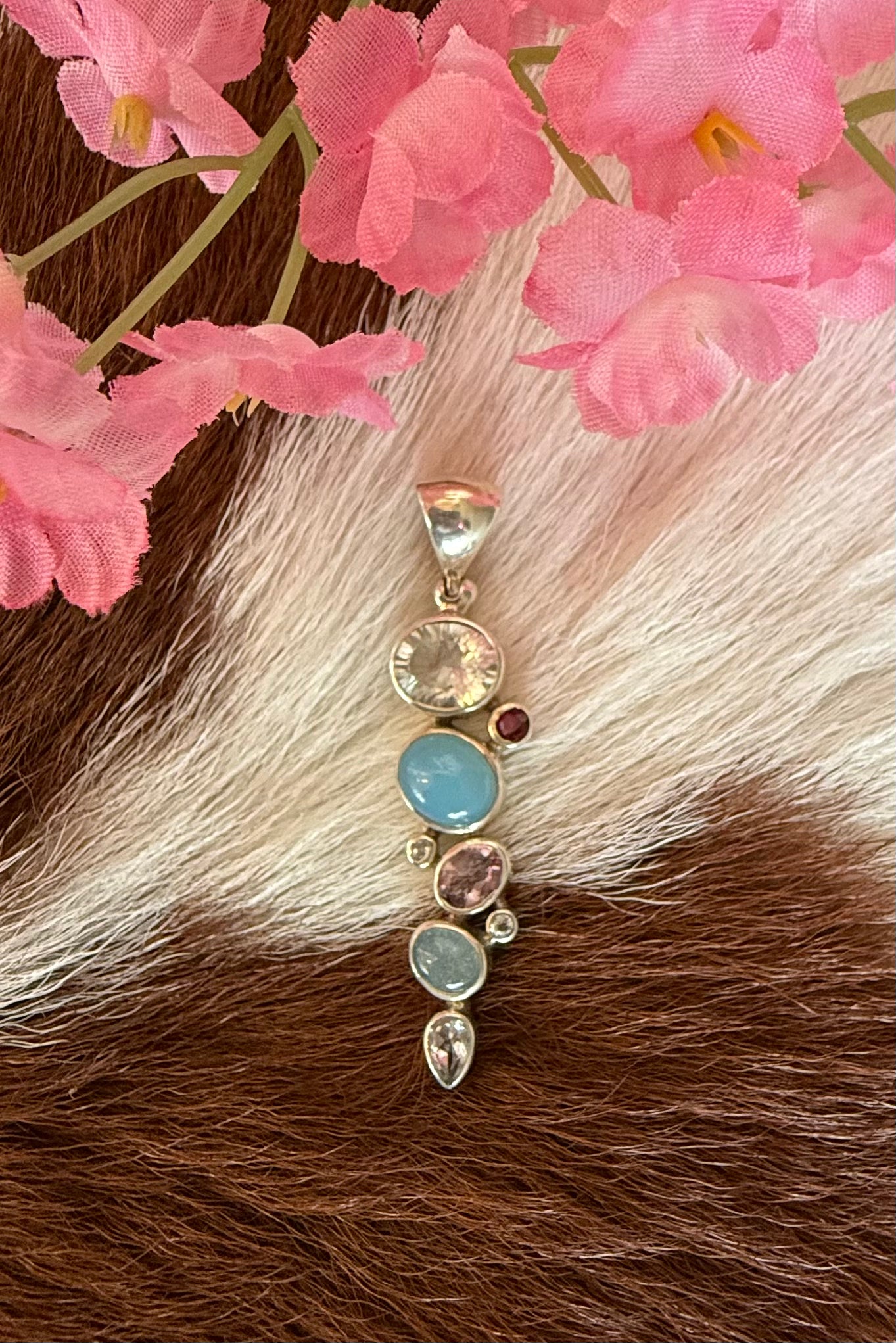 Multi Gemstone Silver Pendant