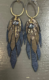 Python Leather Feather Earrings