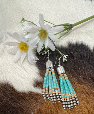 Turquoise Spiny Oyster Silver Earrings