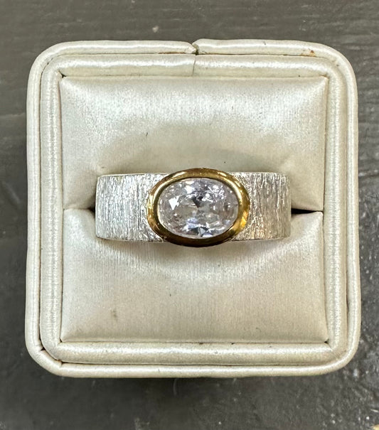 White Topaz Silver Gold Ring - Premium Rings from Precious Treasures - Just $120! Shop now at Three Blessed Gems