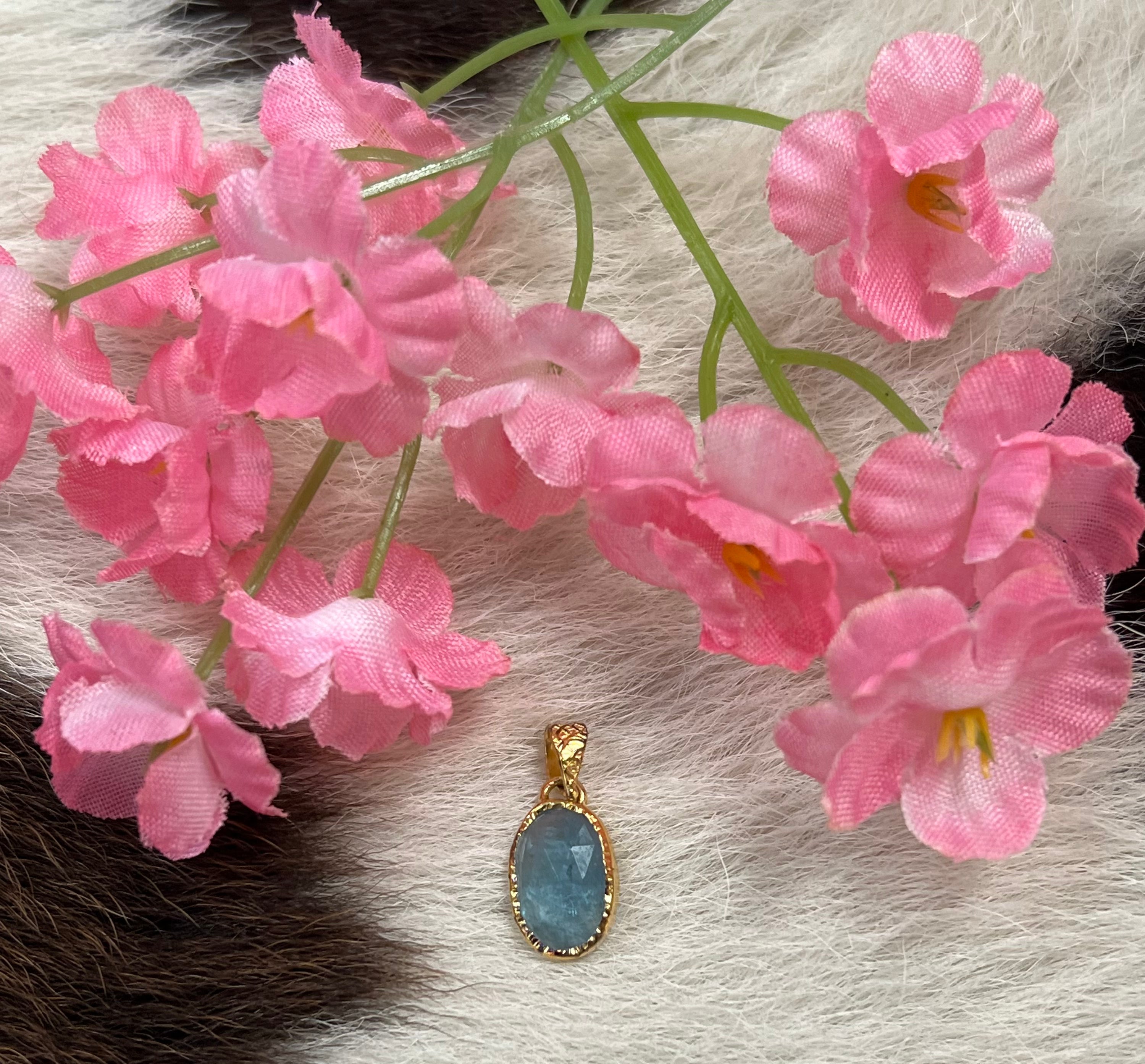 Gold Fill Teal Blue Kyanite Pendant