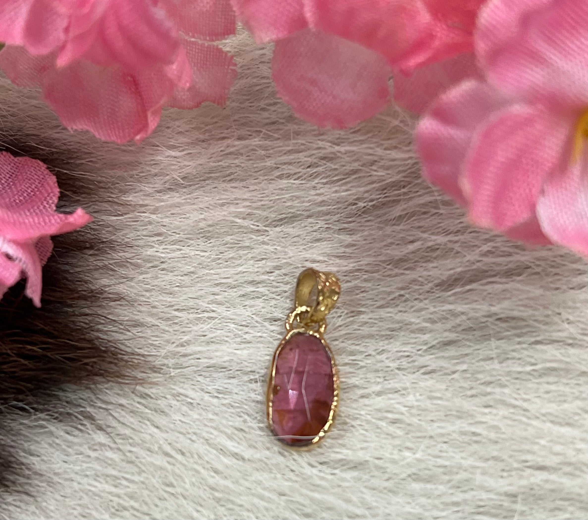 Gold Fill Pink Tourmaline Pendant