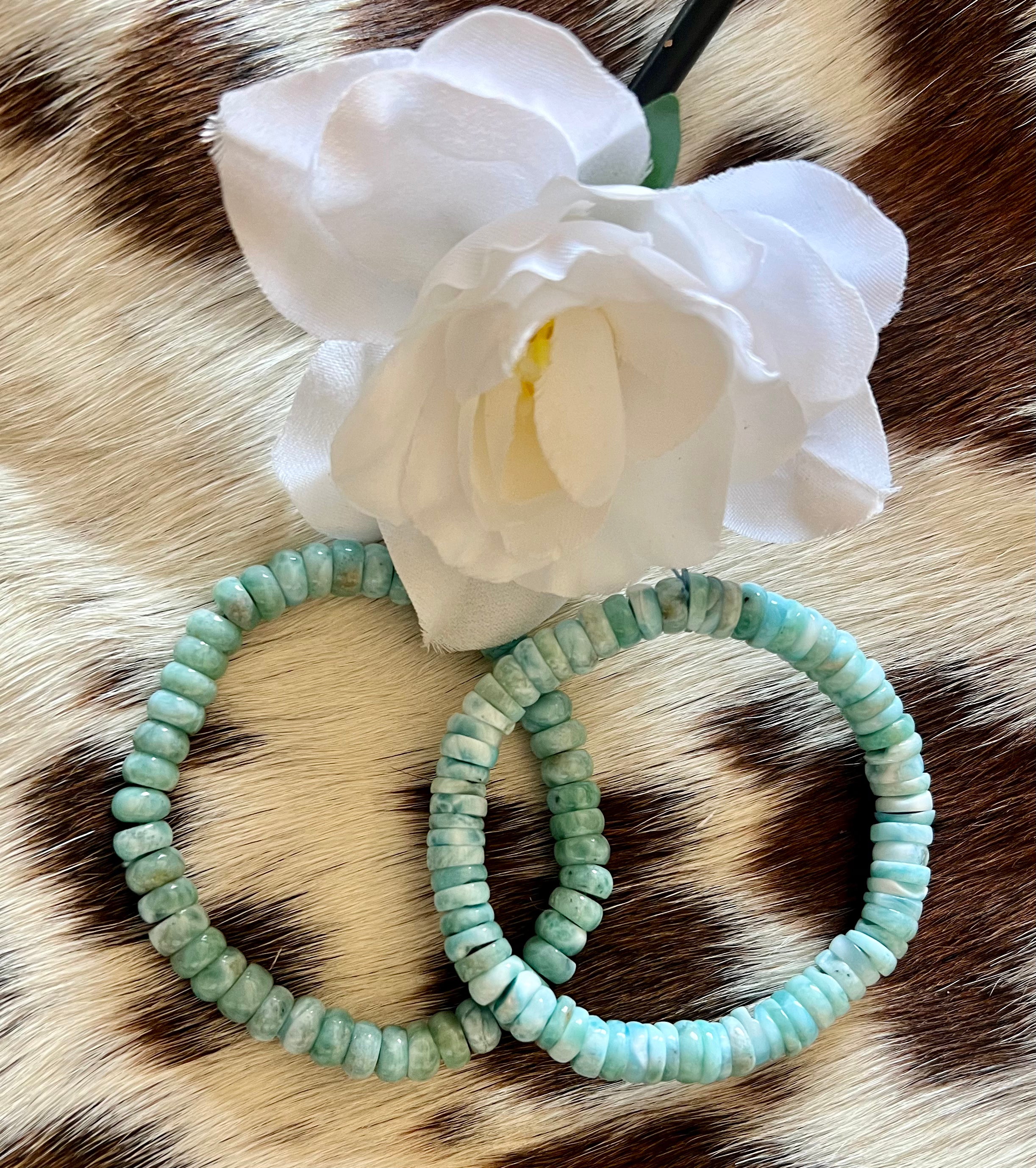 Larimar Coin Bead Bracelet