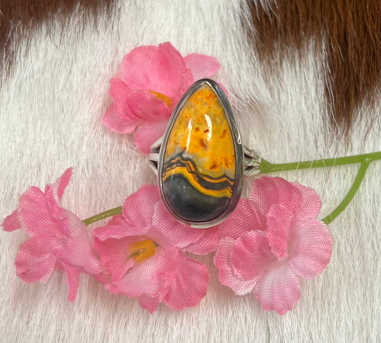 Sterling Silver Bumble Bee jasper Ring