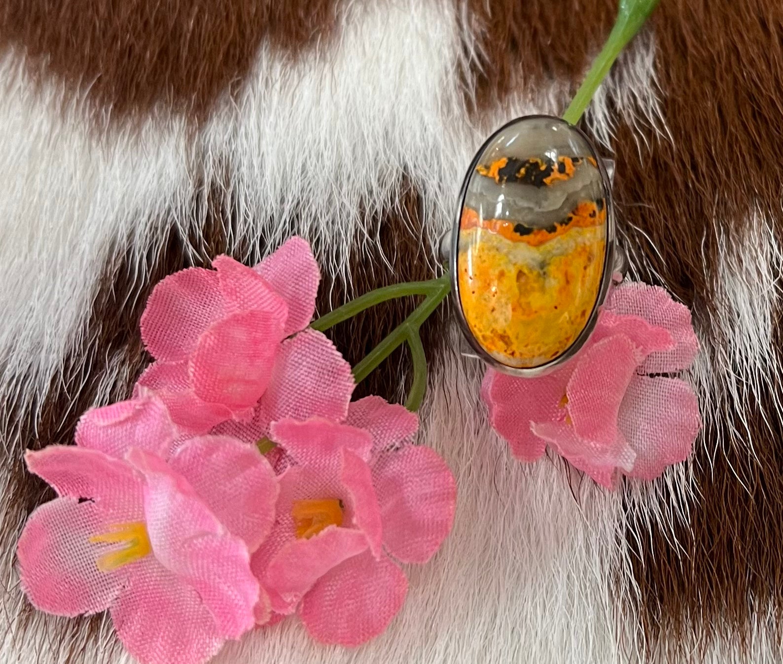 Sterling Silver Bumble Bee Jasper Ring