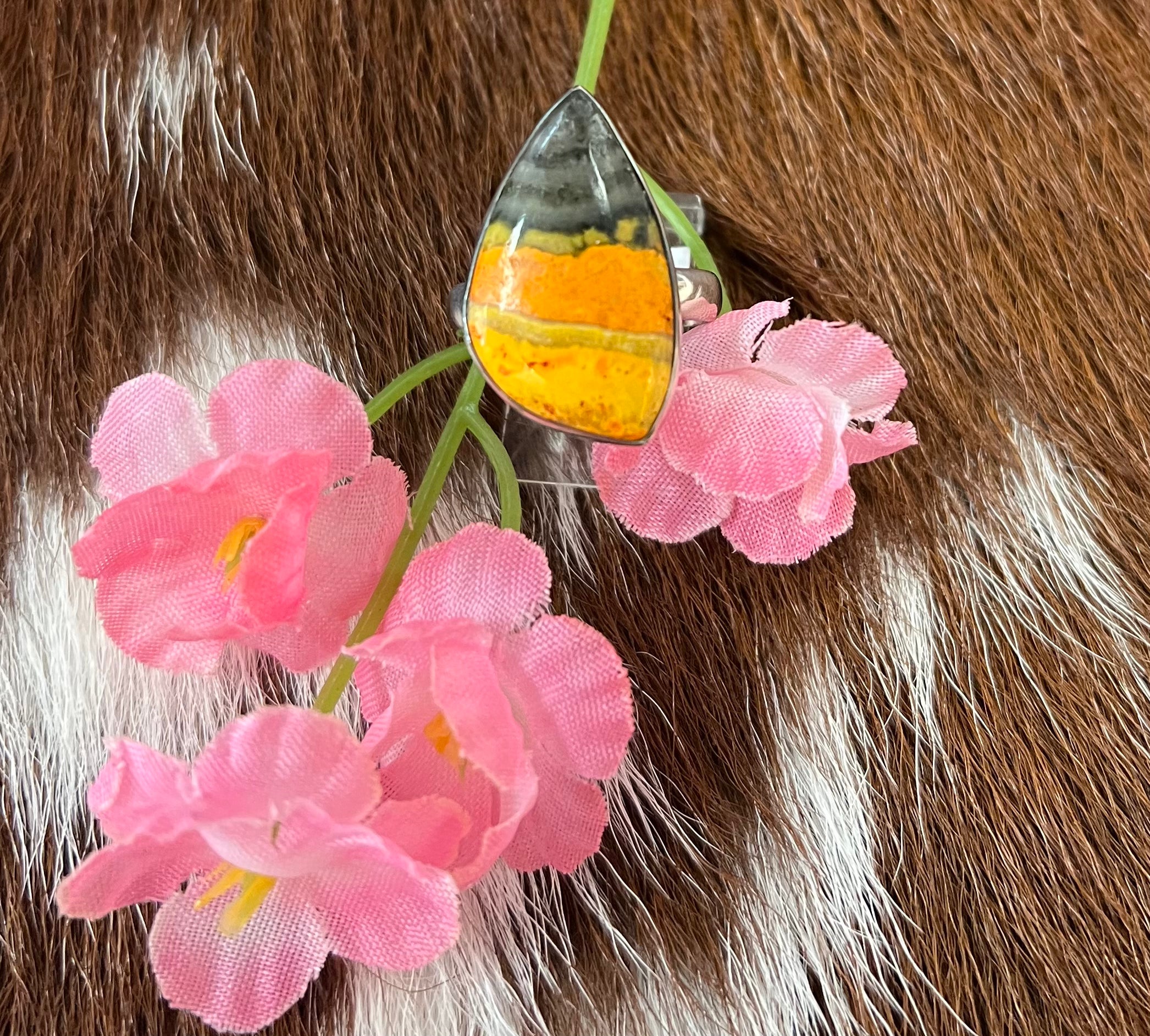 Sterling Silver Bumble Bee Jasper Ring