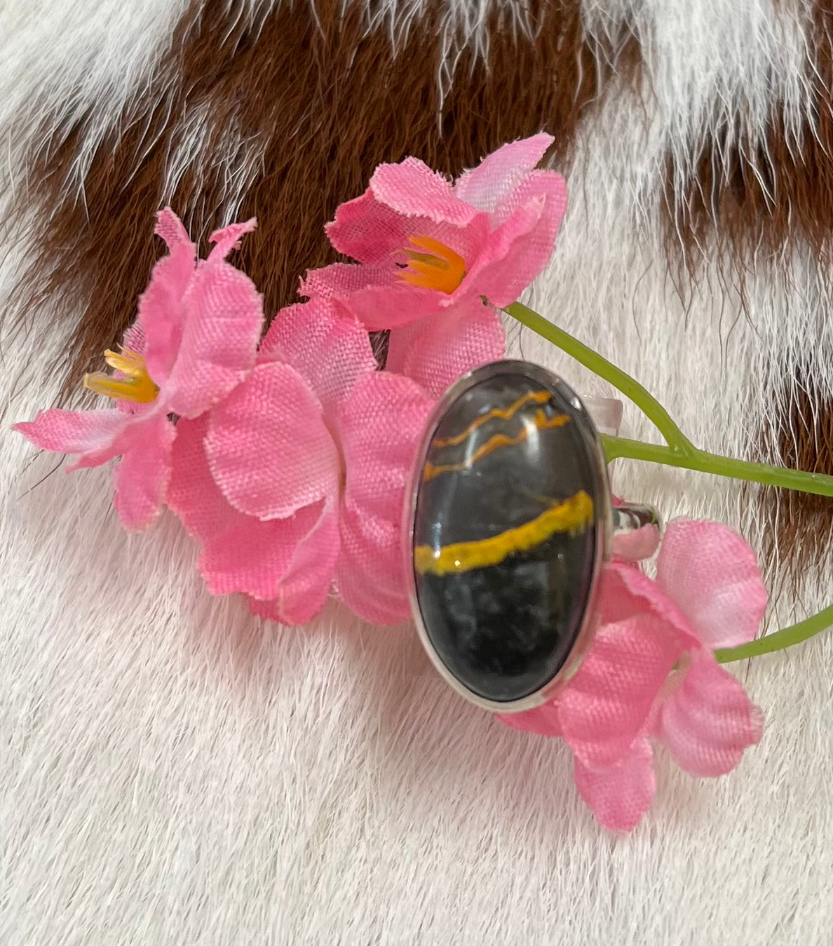 Sterling Silver Bumble Bee Jasper Ring