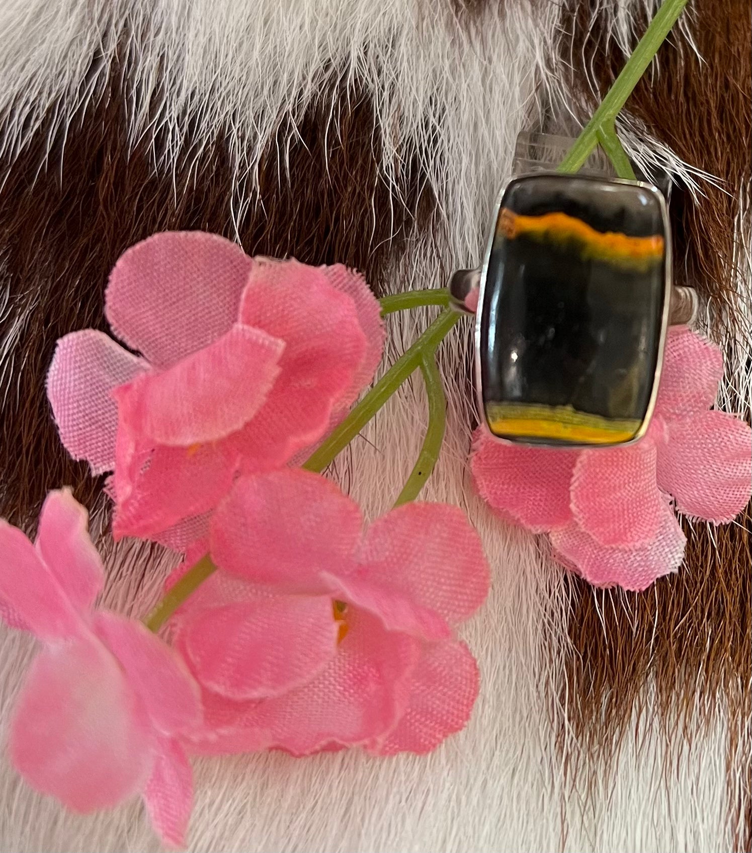 Sterling Silver Bumble Bee Jasper Ring