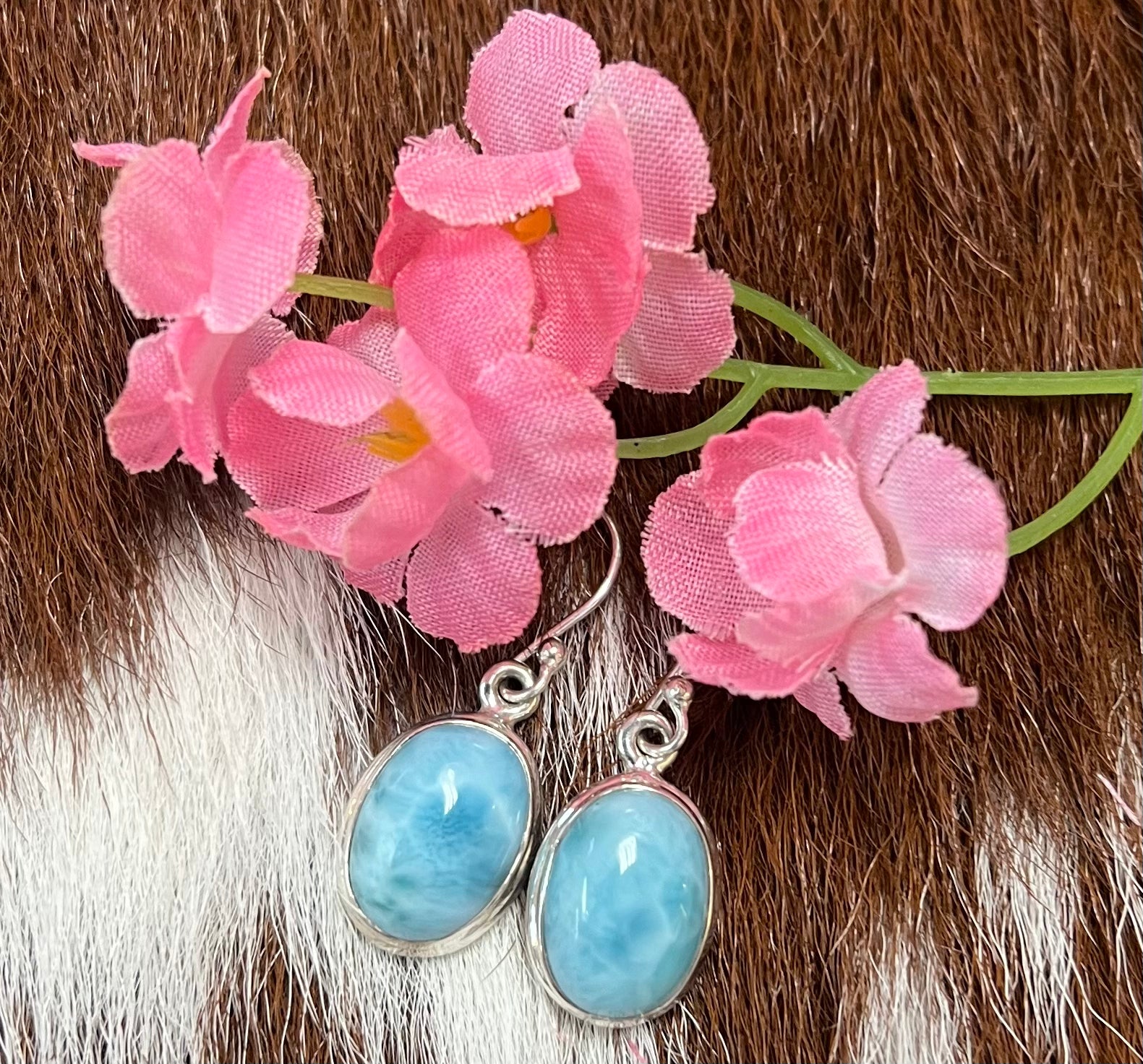 Sterling Silver Larimar Oval Earring