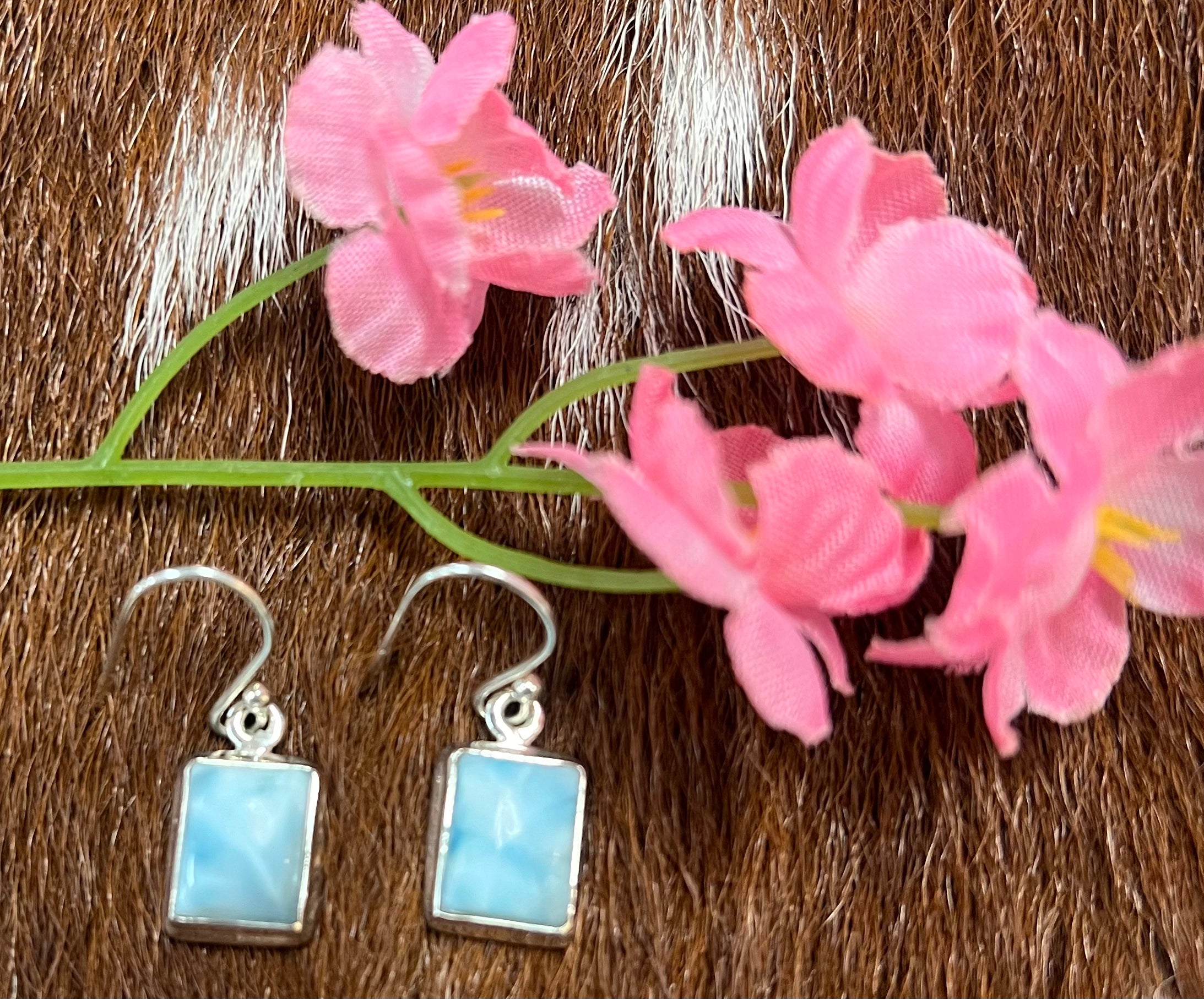 Sterling Silver Larimar Square Dangle Earring