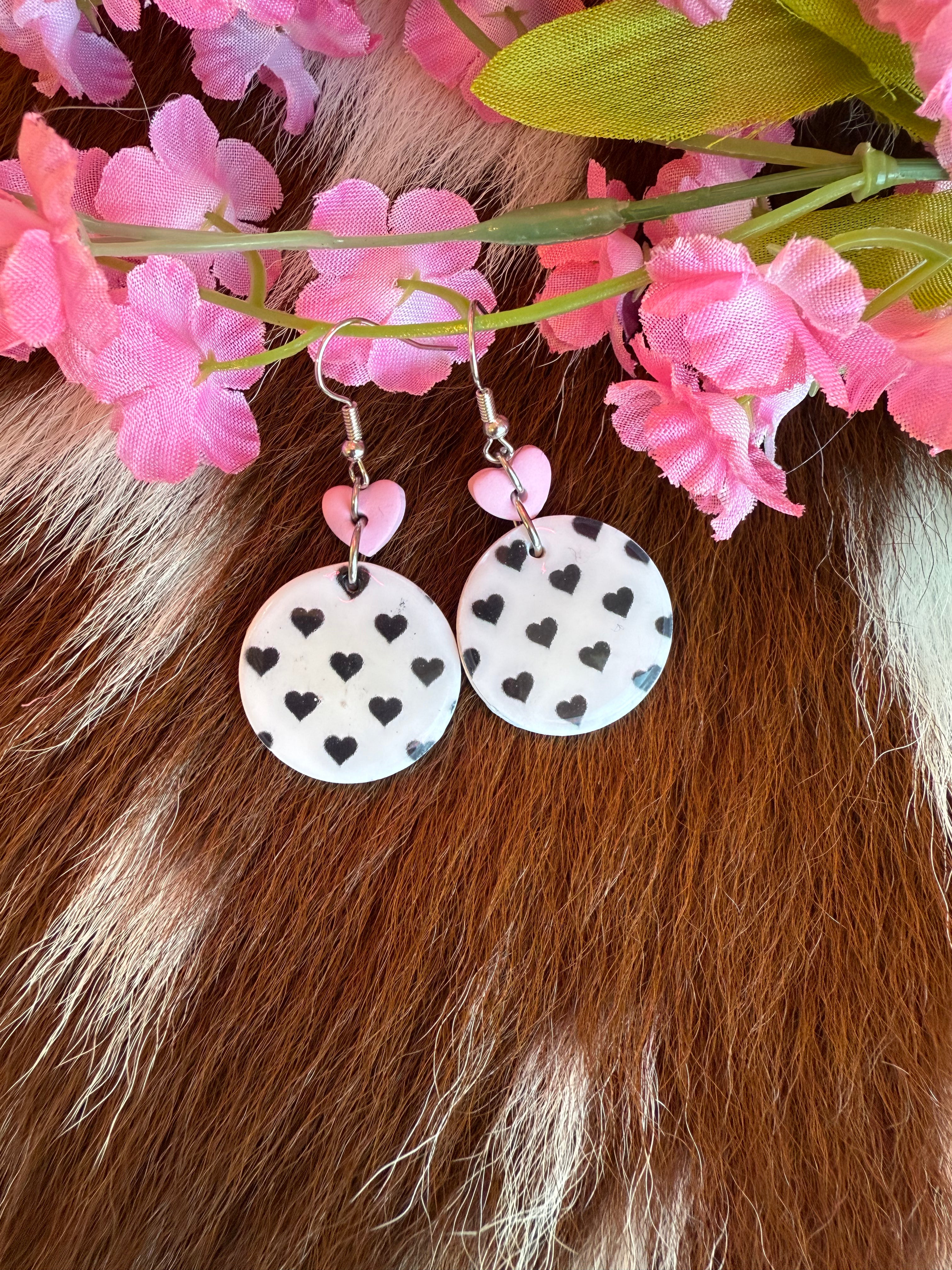 Heart Circle Drop Earrings