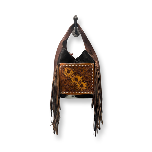 Hand Tooled Leather  Sunflower Cowhide Bag - Premium Purses from American Darling - Just $305! Shop now at Three Blessed Gems
