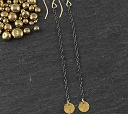 Long Chain Dot Earring - Premium Earrings from Zina Kao Exclusives - Just $52! Shop now at Three Blessed Gems