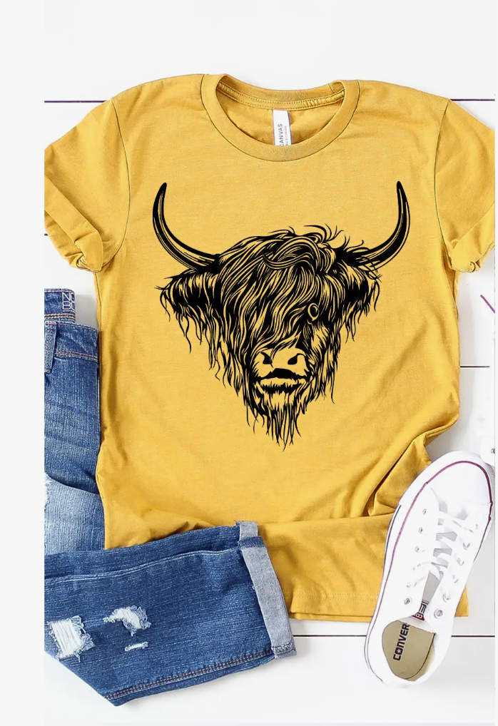 Highland Cow T-Shirt - Premium T-Shirt from Kissed Apparel - Just $36! Shop now at Three Blessed Gems