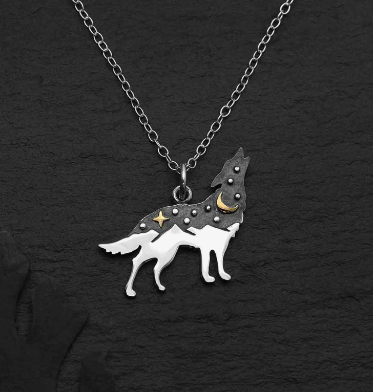 Wolf Silver Necklace - Premium Necklace from Nina Designs - Just $56! Shop now at Three Blessed Gems