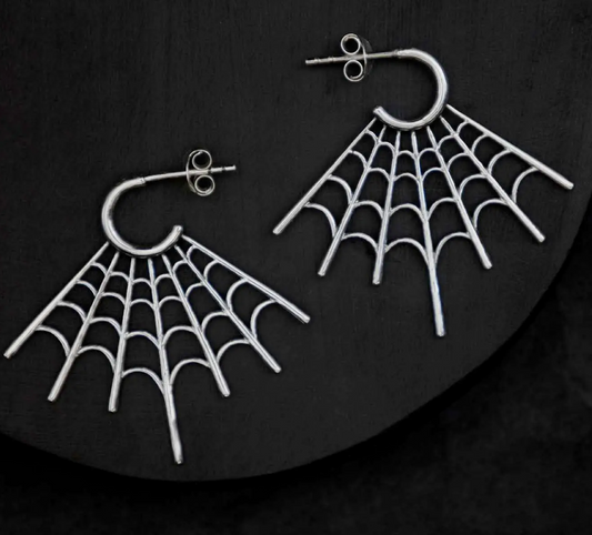 Sterling Silver Spider Web Earring - Premium Earrings from Nina Designs - Just $75! Shop now at Three Blessed Gems