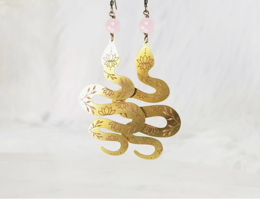 Gemstone Floral Snake Earring - Premium Earrings from EDGY PETAL - Just $36! Shop now at Three Blessed Gems