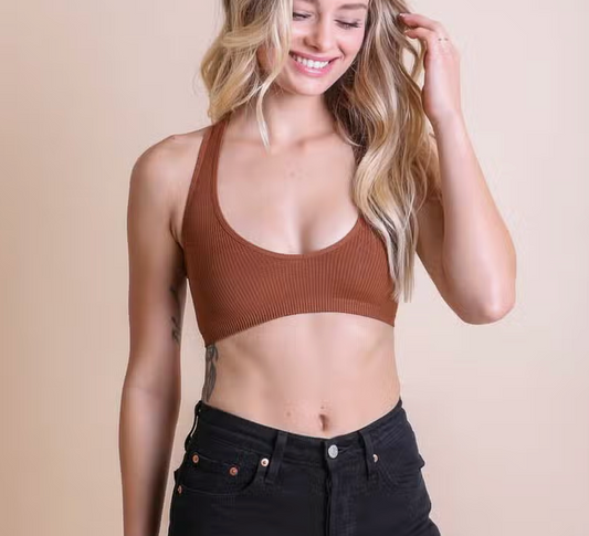 Ribbed Racer Back Bralette - Premium Bralette from LETO - Just $20! Shop now at Three Blessed Gems