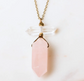 Rose Quartz Clear Quartz Brass Necklace - Premium Necklace from EDGY PETAL - Just $53! Shop now at Three Blessed Gems