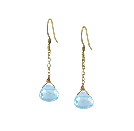 Blue Topaz Brass Earrings - Premium Earrings from EDGY PETAL - Just $35! Shop now at Three Blessed Gems