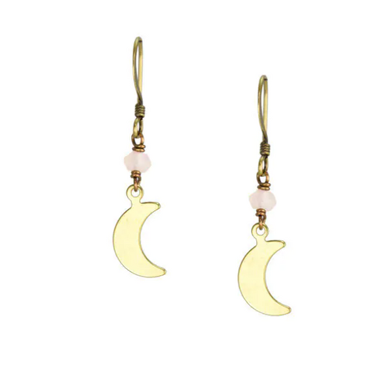 Moon Rose Quartz Earrings - Premium Earrings from EDGY PETAL - Just $23! Shop now at Three Blessed Gems