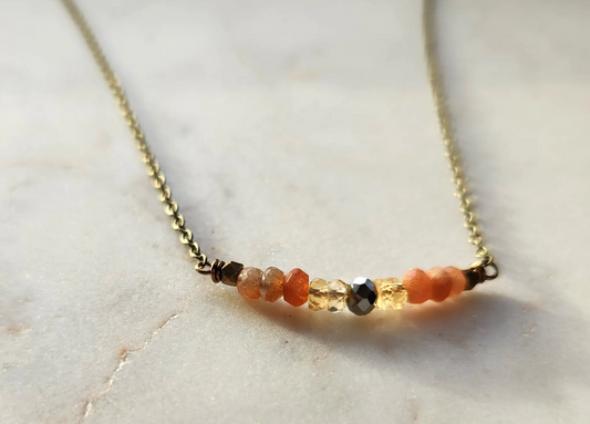 Citrine Sunstone Dainty Brass Necklace - Premium Necklace from EDGY PETAL - Just $35! Shop now at Three Blessed Gems