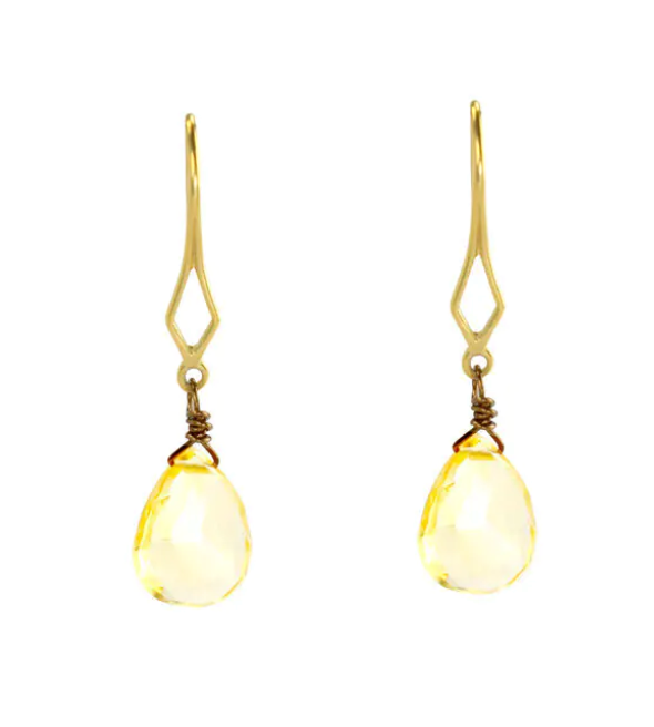Citrine Drop Brass Earrings - Premium Earrings from EDGY PETAL - Just $38! Shop now at Three Blessed Gems