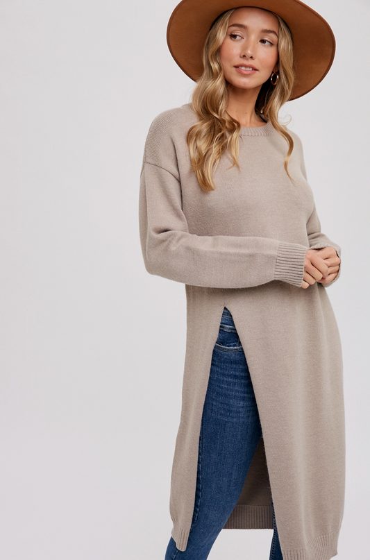 High Slit Sweater - Premium Sweater from Bluivy - Just $63! Shop now at Three Blessed Gems
