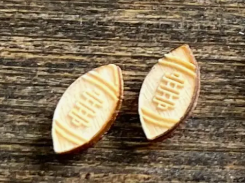 Wood Football Earrings - Premium Earrings from BMR Designs - Just $15! Shop now at Three Blessed Gems
