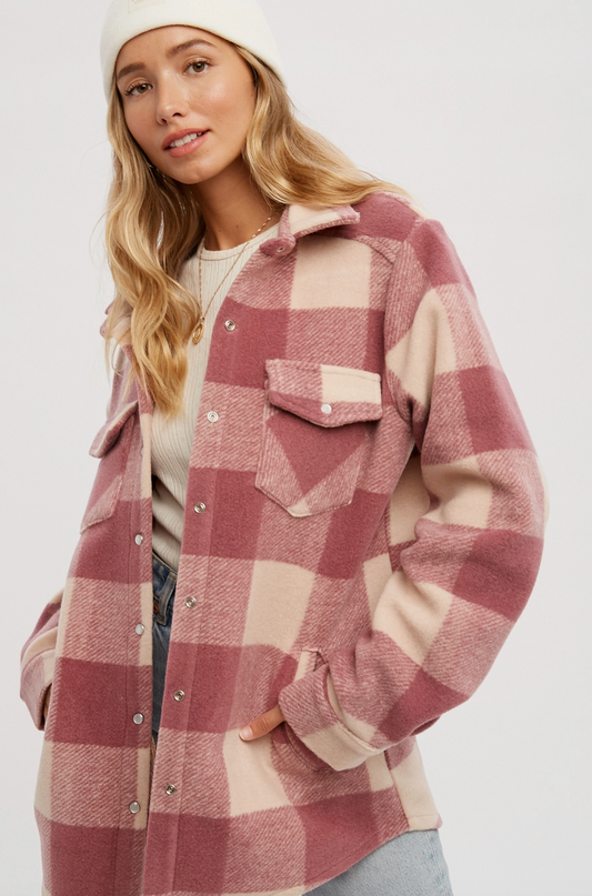 Checkered Brushed Flannel Shacet - Premium Shacket from Bluivy - Just $79! Shop now at Three Blessed Gems