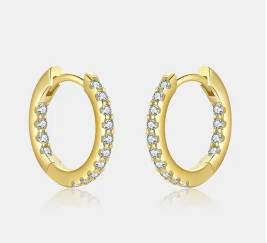Inlaid Zircon Hoops - Premium earring from Trendsi - Just $39! Shop now at Three Blessed Gems