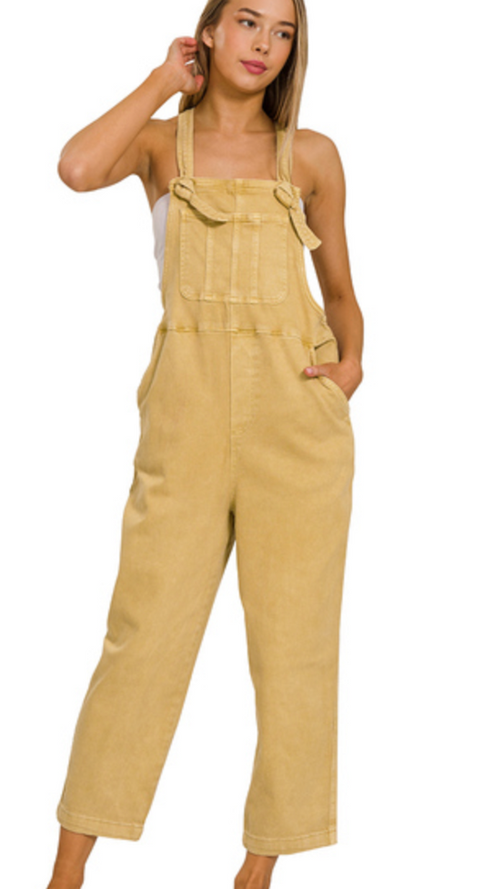 Mustard Tie Overalls - Premium Overalls from Zenana - Just $57! Shop now at Three Blessed Gems